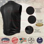 Hot Leathers VSM5001 USA Made Men’s ‘Steerhide’ Black Premium Leather Club Style Vest - Image 4