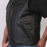 Hot Leathers VSM5001 USA Made Men’s Black Premium Steerhide Leather Club Style Vest - Image 5