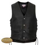 Hot Leathers VSM5003 USA Made Men’s Black Extra Long Back Premium Steerhide Leather Vest - Image 10