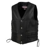 Hot Leathers VSM5003 USA Made Men’s ‘Gaucho’ Black Extra Long Back Premium Steerhide Leather Vest - Image 10