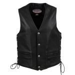 Hot Leathers VSM5003 USA Made Men’s ‘Gaucho’ Black Extra Long Back Premium Steerhide Leather Vest - Image 8