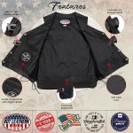 Hot Leathers VSM5003 USA Made Men’s ‘Gaucho’ Black Extra Long Back Premium Steerhide Leather Vest - Image 5