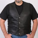 Hot Leathers VSM5003 USA Made Men’s Black Extra Long Back Premium Steerhide Leather Vest - Image 3