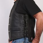 Hot Leathers VSM5003 USA Made Men’s Black Extra Long Back Premium Steerhide Leather Vest - Image 6