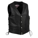 Hot Leathers VSM5003 USA Made Men’s ‘Gaucho’ Black Extra Long Back Premium Steerhide Leather Vest
