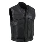 Hot Leathers VSM5004 USA Made Men’s ‘Chaos’ Black Premium Dual Closure Leather Vest