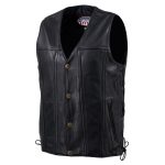 Hot Leathers VSM5005 USA Made Men’s ‘Road Whip’ Black Premium Leather Vest with Buffalo Nickel Snap Buttons - Image 9
