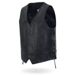 Hot Leathers VSM5008 USA Made Men’s Black Western Style Side Lace Premium Leather Biker Vest - Image 10
