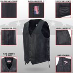 Hot Leathers VSM5008 USA Made Men’s Black Western Style Side Lace Premium Leather Biker Vest - Image 4