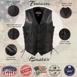 Hot Leathers VSM5008 USA Made Men’s ‘Buster’ Black Side Lace Premium Leather Vest - Image 2