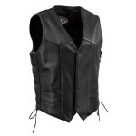 Hot Leathers VSM5008 USA Made Men’s ‘Buster’ Black Side Lace Premium Leather Vest