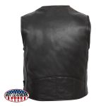 Hot Leathers VSM5009 USA Made Men’s Black V-Neck Premium Leather Zippered Motorcycle Rider Vest - Image 2