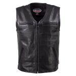 Hot Leathers VSM5009 USA Made Men’s ‘Slinger’ Black V-Neck Premium Leather Zippered Vest - Image 7