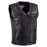 Hot Leathers VSM5009 USA Made Men’s ‘Slinger’ Black V-Neck Premium Leather Zippered Vest
