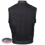 Hot Leathers VSM5101 Men’s USA Made Denim and Leather Biker Rider Vest with Red Lining - Image 2