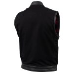 Hot Leathers VSM5101 USA Made Men’s ‘Burn Out’ Black Denim and Leather Vest with Plaid Red Lining - Image 9