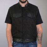 Hot Leathers VSM5101 Men’s USA Made Denim and Leather Biker Rider Vest with Red Lining - Image 5