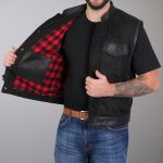 Hot Leathers VSM5101 Men’s USA Made Denim and Leather Biker Rider Vest with Red Lining - Image 7