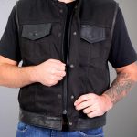Hot Leathers VSM5101 Men’s USA Made Denim and Leather Biker Rider Vest with Red Lining - Image 9