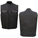 Hot Leathers VSM6003 Men’s Black Waxed Cotton Club Style Vest - Image 6