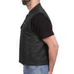 Hot Leathers VSM6003 Men’s Black Waxed Cotton Club Style Vest - Image 3