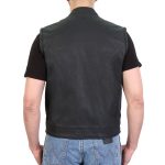 Hot Leathers VSM6003 Men’s Black Waxed Cotton Club Style Vest - Image 2