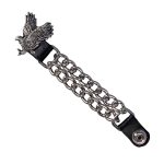 Hot Leathers VXC1004 Flying Eagle Medallion Vest Extender – Double Chrome Chains Genuine Leather 4″