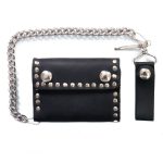 Hot Leathers 4″ Premium Leather Studded Bi-Fold Chain Wallet WLC3105