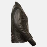 Milwaukee Leather ML2500 Women’s Reflective Star Riveted Black/Pink Leather Jacket - Image 2