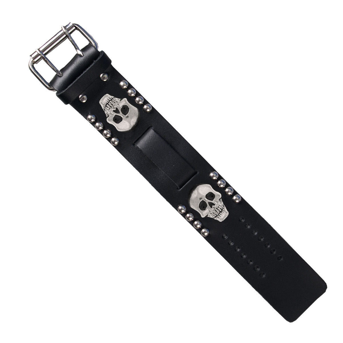 Hot Leathers WTB1003 1.5″ Skull Black Leather Watchband