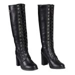 Milwaukee Leather X9442 Women’s Black Lace-Up Tall Fashion Biker Boots with High Heel & Studs - Image 2
