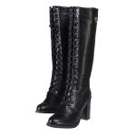 Milwaukee Leather X9442 Women’s Black Lace-Up Tall Fashion Biker Boots with High Heel & Studs - Image 4