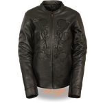 Milwaukee Leather ML2500 Women’s Reflective Star Riveted Black Leather Jacket