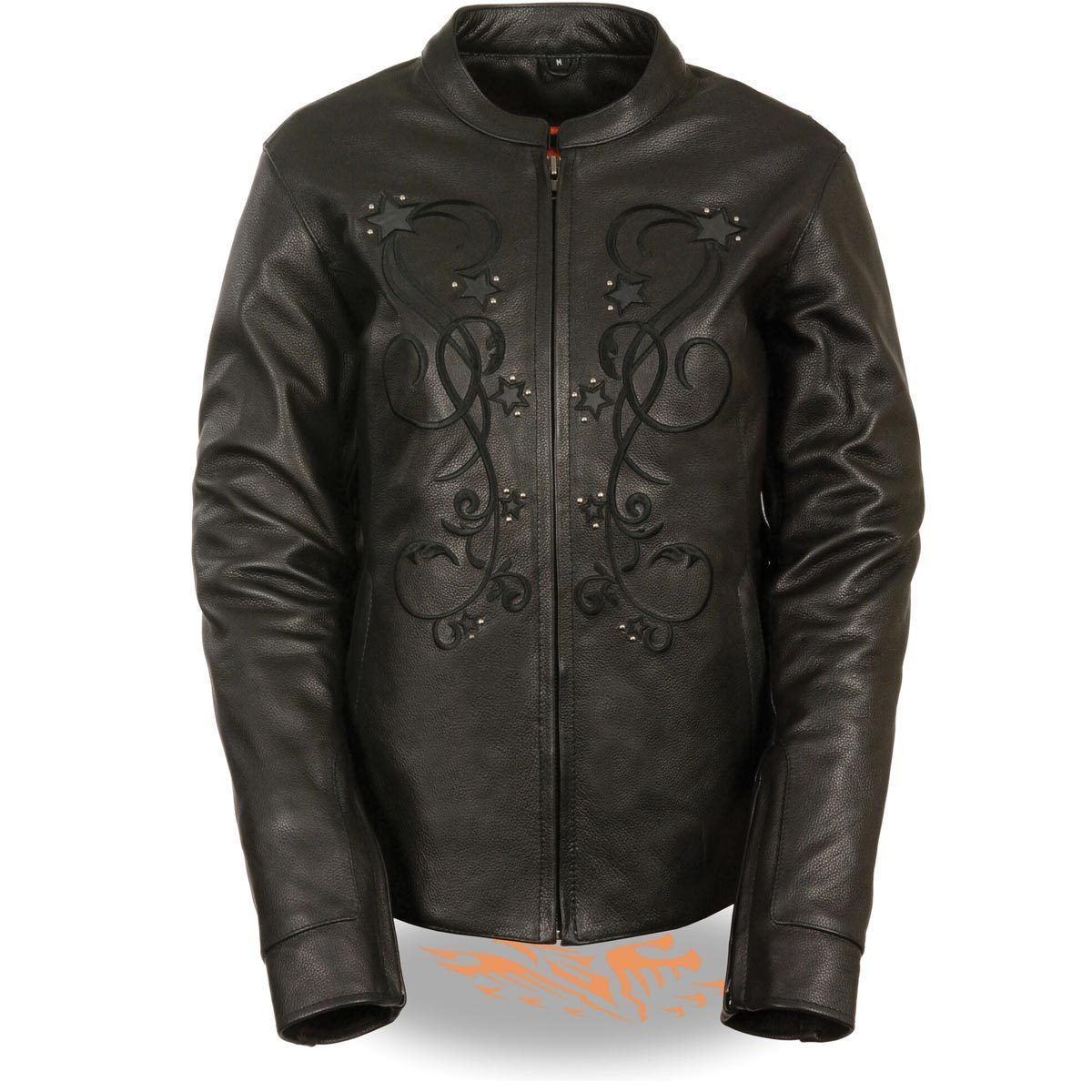 Milwaukee Leather ML2500 Women’s Reflective Star Riveted Black Leather Jacket