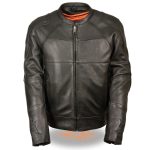 Milwaukee Leather MLM1510 Men’s Black Leather Scooter Jacket with Reflective Skull