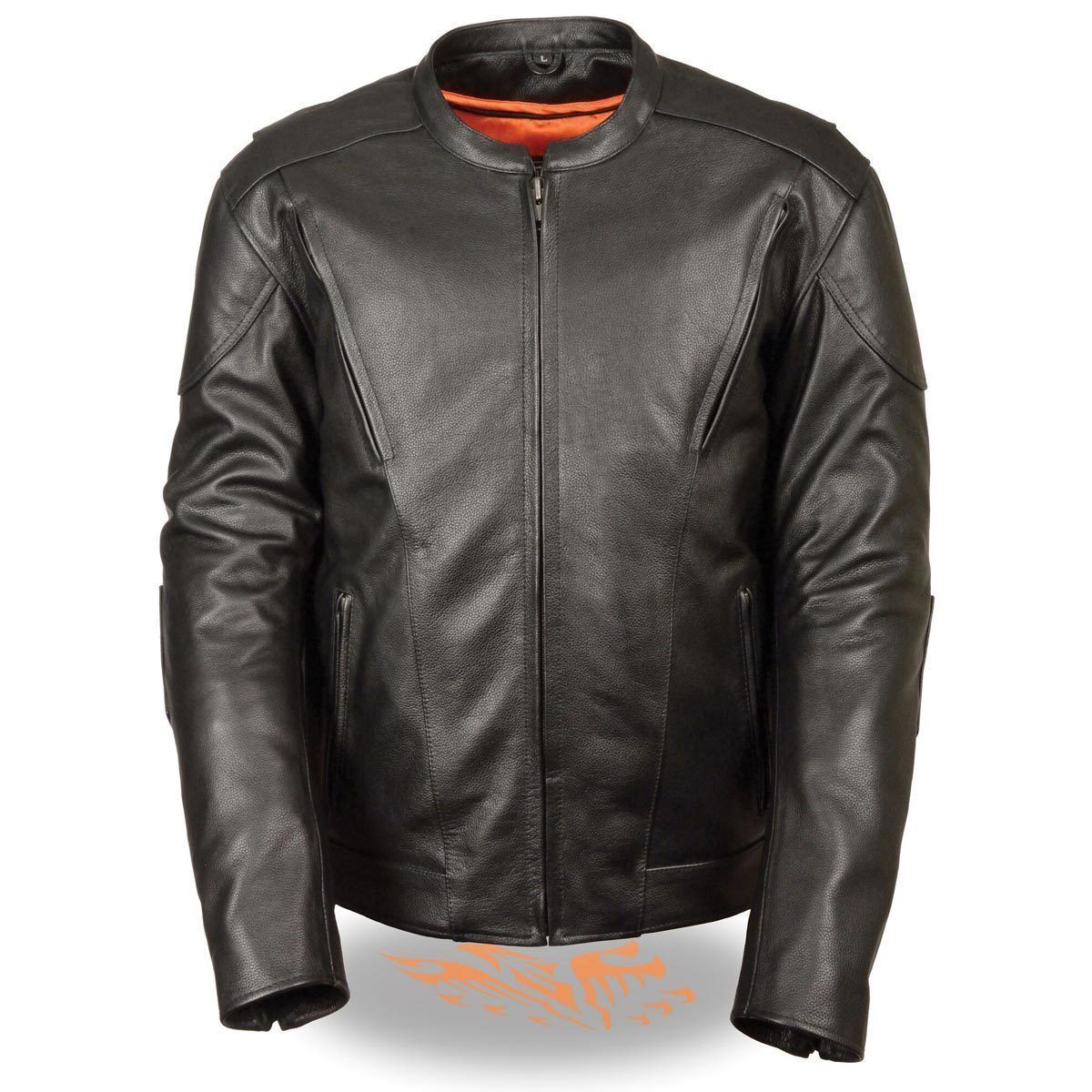 Milwaukee Leather MLM1530 Men’s Vented Black Leather Scooter Jacket with Kidney Padding