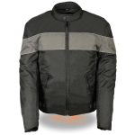 NexGen SH212101 Men’s Black Textile Moto Jacket with Grey Reflective Striping