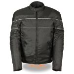 NexGen SH212102 Men’s Black Textile Vented Moto Jacket with Reflective Piping
