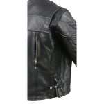 XKM1004 Men’s Black Leather Vented Jacket with Reflective Piping - Image 8