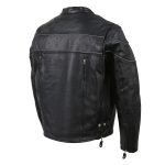 XKM1004 Men’s Black Leather Vented Jacket with Reflective Piping - Image 9