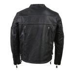 XKM1004 Men’s Black Leather Vented Jacket with Reflective Piping - Image 2