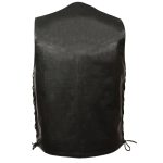 Men’s XS103T Tall Size Classic Black Side Laced Biker Leather Vest - Image 2