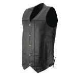 Men’s XS106 10-Pocket Classic Black Side Laced Biker Leather Vest - Image 4
