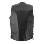 Men’s XS106T Tall Size 10-Pocket Classic Black Side Laced Biker Leather Vest - Image 2