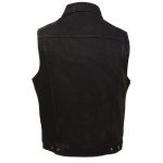 Men’s XS107 Classic Black Snap Front Denim Vest with Shirt Style Collar - Image 2