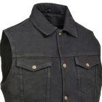 Men’s XS107 Classic Black Snap Front Denim Vest with Shirt Style Collar - Image 4