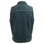 Men’s XS107 Classic Blue Snap Front Denim Vest with Shirt Style Collar - Image 2