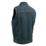 Men’s XS107 Classic Blue Snap Front Denim Vest with Shirt Style Collar - Image 3