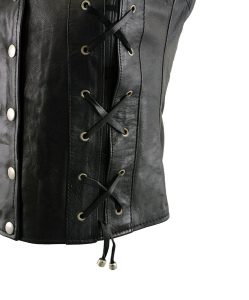 Milwaukee Leather XS1216 Ladies Black Leather Vest with Front Laces - Image 4