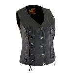Milwaukee Leather XS1216 Ladies Black Leather Vest with Front Laces - Image 6
